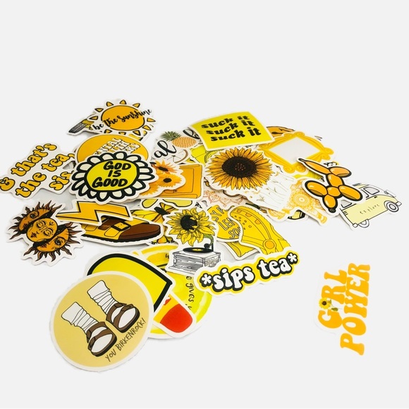 50 Piece Stickers Yellow Vibes Bullet Journal VSCO Sticker Pack [PRICE FIRM] - Picture 2 of 3